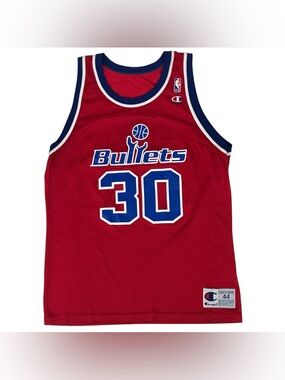 Vintage Washington Bullets Rasheed Wallace Jersey Mens Medium M Red #30 1990s